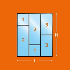 MySystem Verrière Loft 3 sections - L x H : 120 x 150 cm - Laqué effet rouille granité - vitrages inclus- Verrière