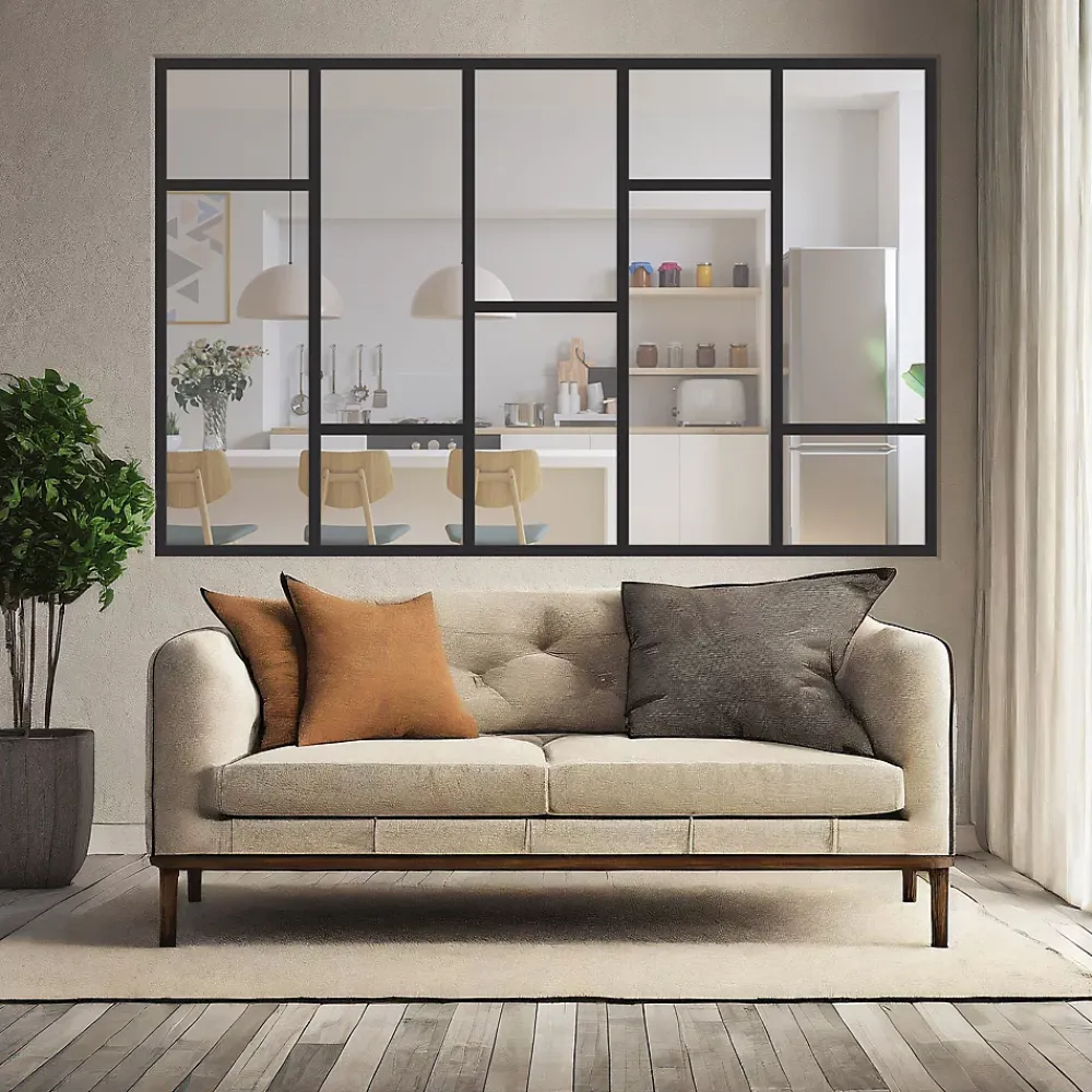 MySystem Verrière Loft 5 sections - L x H : 200 x 150 cm - Laqué noir 9005 granité - vitrages inclus- Verrière