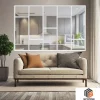 MySystem Verrière Loft 5 sections - L x H : 220 x 150 cm - Laqué blanc 9003 granité - vitrages inclus- Verrière