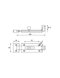 Thirard Accesoire Pour Volet<Verrou porte cadenas, longueur 150mm, pêne plat coulissant, gâche en acier cambré, acier zingué -