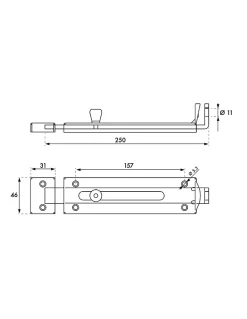 Thirard Accesoire Pour Volet<Verrou porte cadenas, longueur 250mm, pêne plat coulissant, gâche en acier cambré, acier zingué -