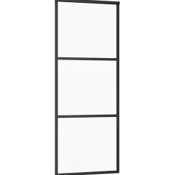 Vidaxl Porte Coulissante<Porte coulissante Verre ESG et aluminium 76x205 cm Noir, 76 x 205 cm (l x H)