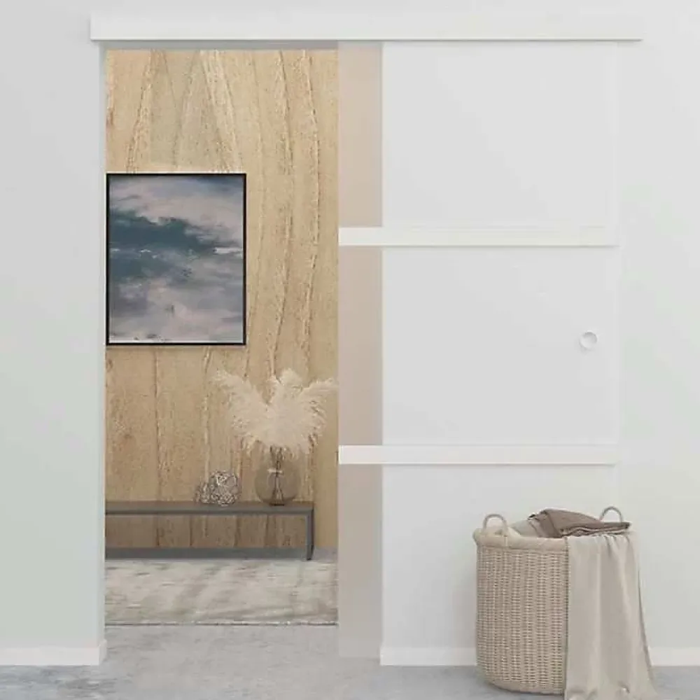 Vidaxl Porte Coulissante Porte Suspendue Système de Suspension avec Rail Chambre Maison Intérieur Verre ESG et Aluminium 288053- Porte Coulissante