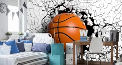 Muralo Papier Peint Panoramique<Vlieseline Papier Peint Photo BASKET-BALL Abstraction 3D Pour Chambre Enfants 90cm x 60cm