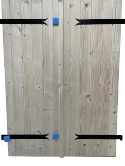 Volet battant acier et bois naturel - l.120 - H.125 cm - 2 vantaux- Volet Battant