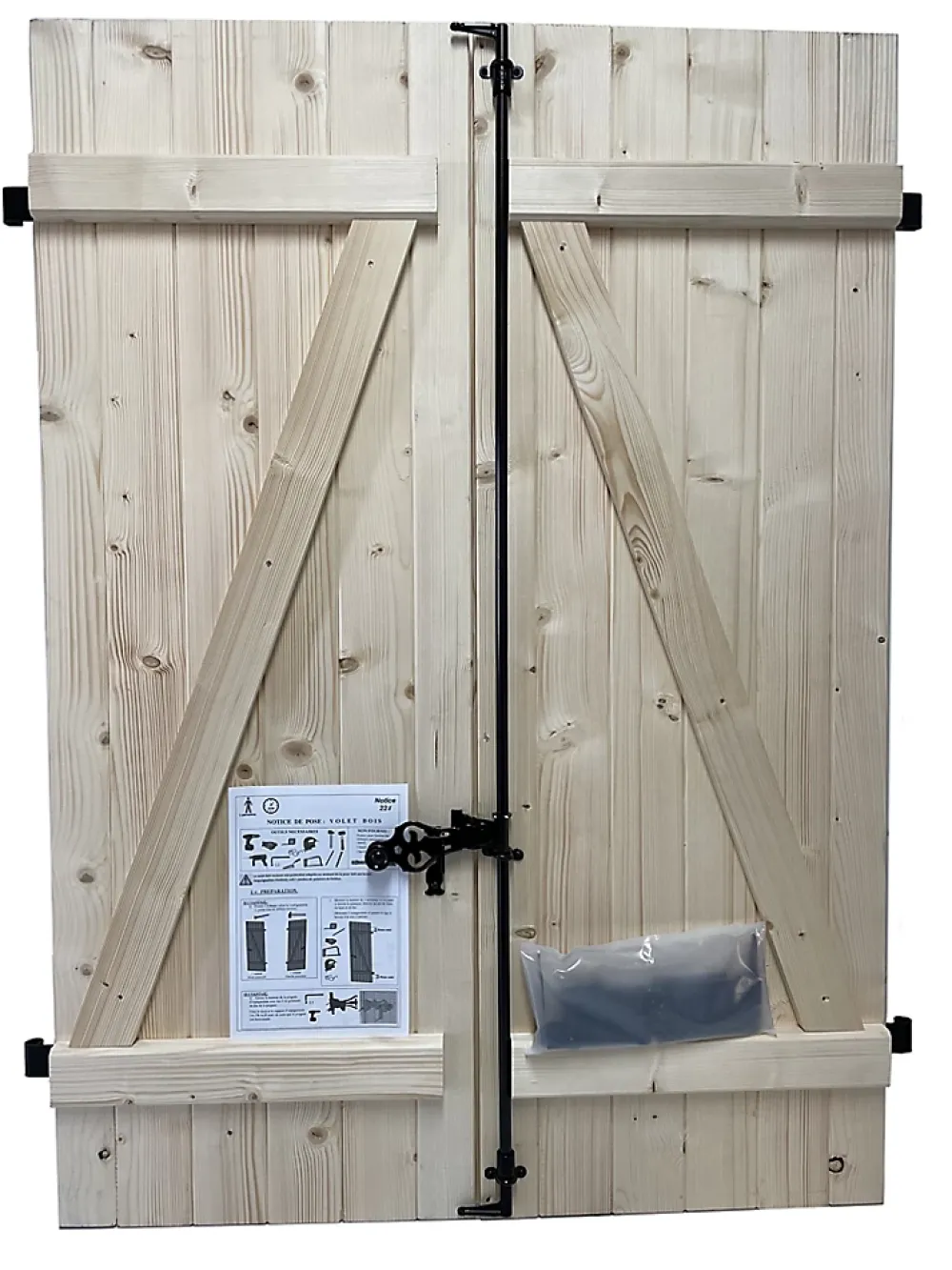 Volet Battant<Volet battant acier et bois naturel - l.120 x H.145 cm - 2 vantaux