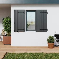 Fortia Volet battant aluminium anthracite - l.100 x H.155 cm - 2 vantaux- Volet Battant