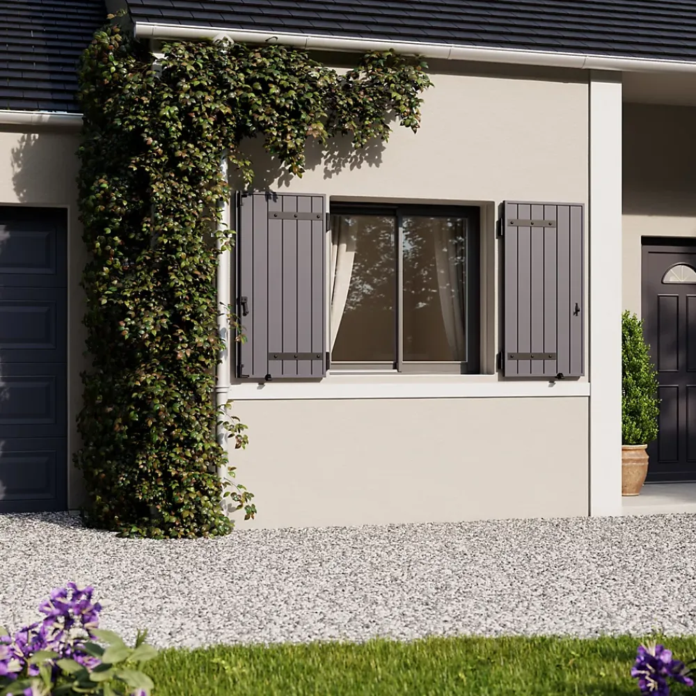 Fortia Volet battant aluminium anthracite - l.100 x H.155 cm - 2 vantaux- Volet Battant