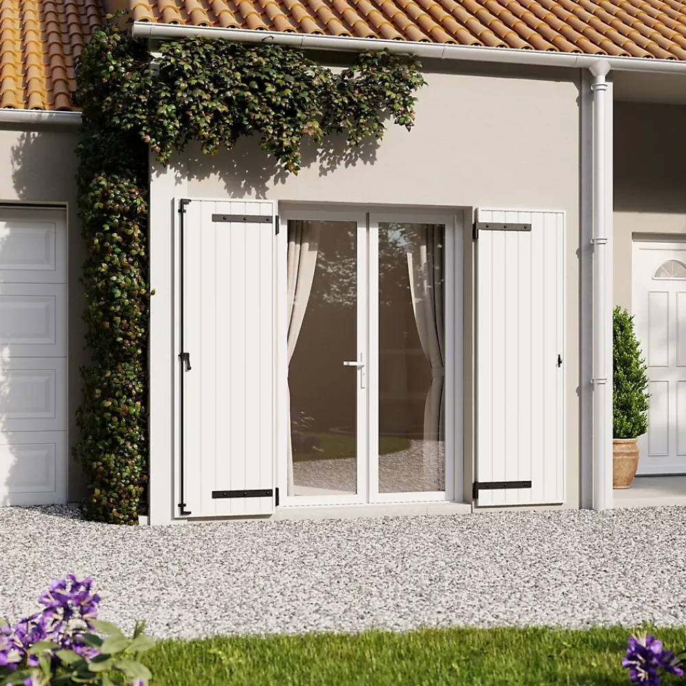 Fortia Volet battant aluminium blanc - l.120 x H.215 cm - 2 vantaux- Volet Battant