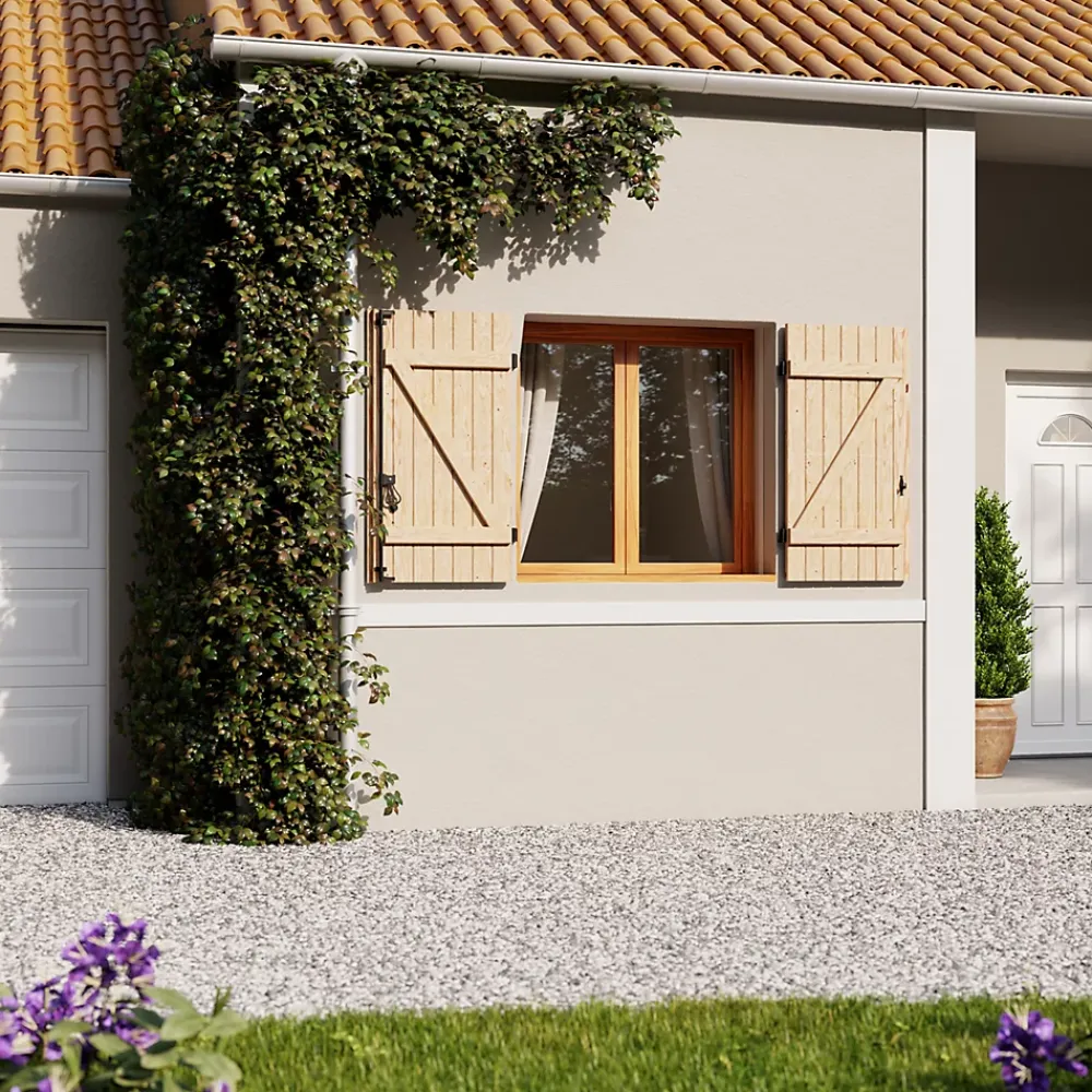 Fortia Volet battant bois naturel - l.90 x H.105 cm - 2 vantaux- Volet Battant