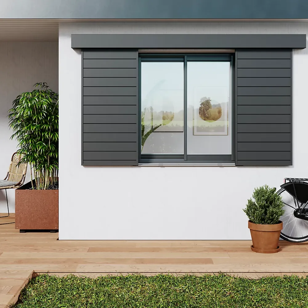 Fortia Volet Coulissant<Volet coulissant aluminium anthracite - l.120 x H.125 cm - 2 vantaux