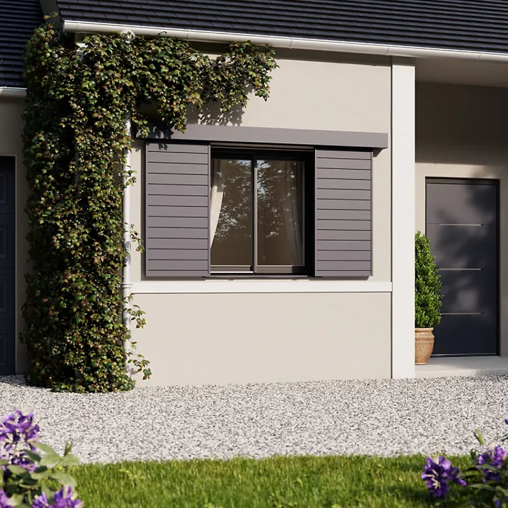 Fortia Volet Coulissant<Volet coulissant aluminium anthracite - l.120 x H.125 cm - 2 vantaux