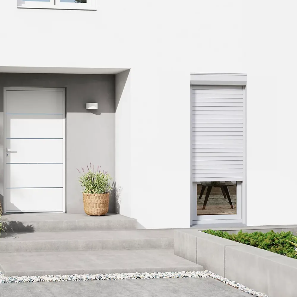 Fortia Volet roulant aluminium blanc - ouverture motorisée - - l.120 x H.215 cm- Volet Roulant