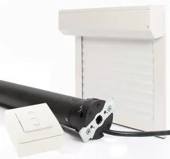 Avosdim Volet Roulant<Volet Roulant Électrique Filaire - Alu Blanc - L80 x H100 cm - Motorise avec commande murale - Recoupable