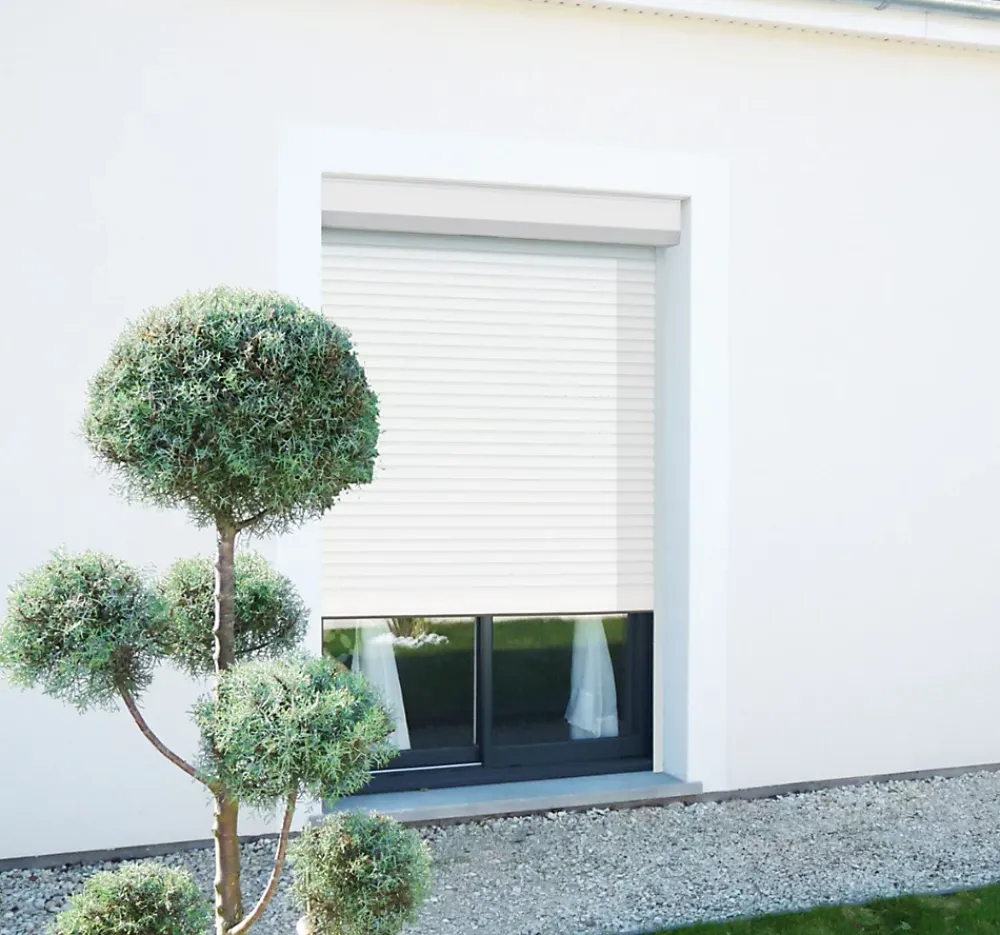 Avosdim Volet Roulant<Volet Roulant Électrique Filaire - Alu Blanc - L80 x H100 cm - Motorise avec commande murale - Recoupable