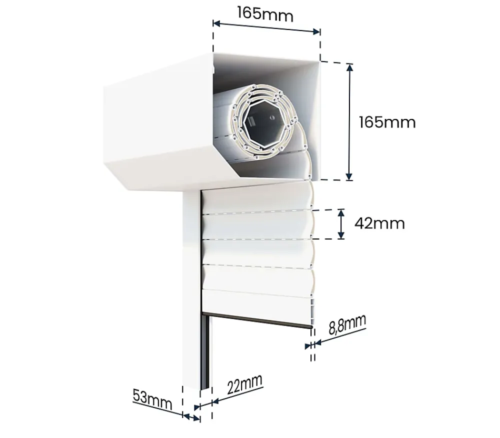 Avosdim Volet Roulant<Volet Roulant Électrique Radio - Alu Blanc - L240 x H215 cm - Motorise avec telecommande incluse - Recoupable