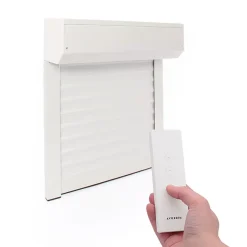 Avosdim Volet Roulant Électrique Radio - Alu Blanc - L120 x H155 cm - Motorise avec telecommande incluse - Recoupable- Volet Roulant