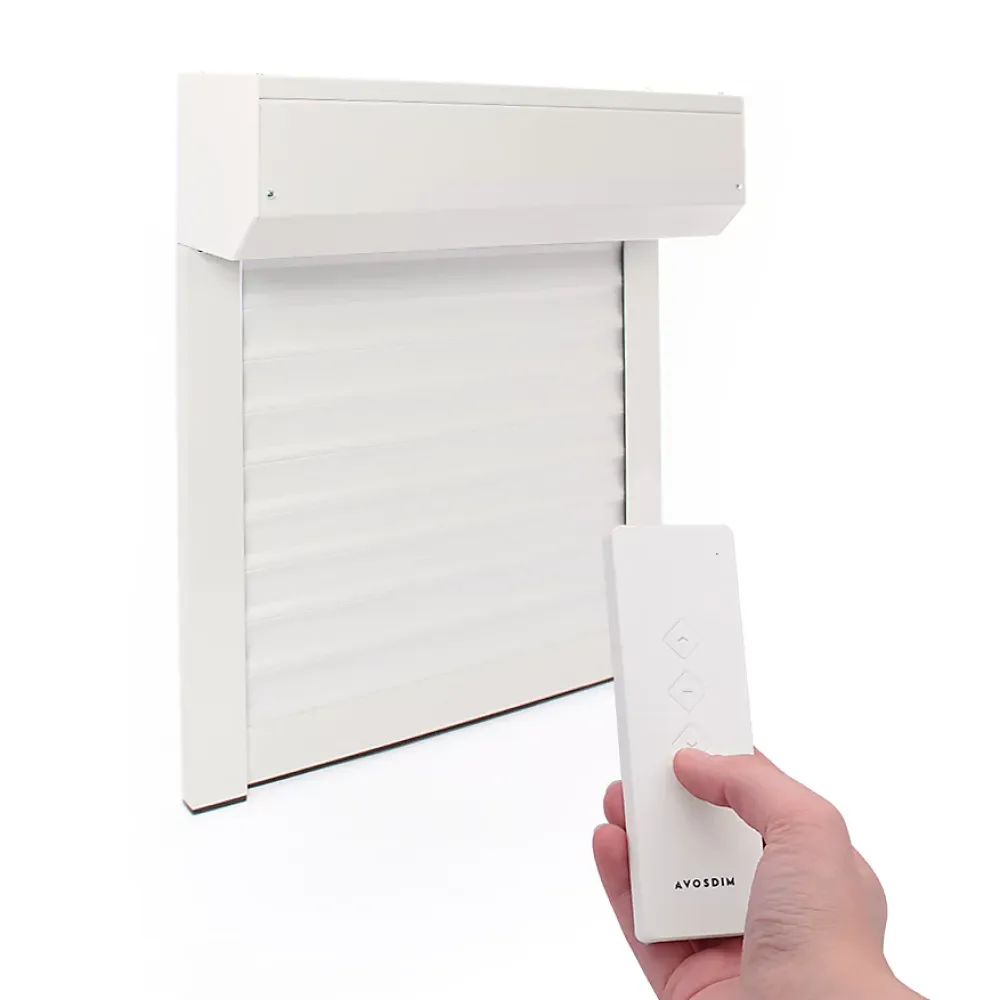 Avosdim Volet Roulant Électrique Radio - Alu Blanc - L120 x H220 cm - Motorise avec telecommande incluse - Recoupable- Volet Roulant