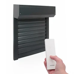 Avosdim Volet Roulant Électrique Radio - Alu Gris Anthracite - L180 x H215 cm - Motorise - Recoupable- Volet Roulant