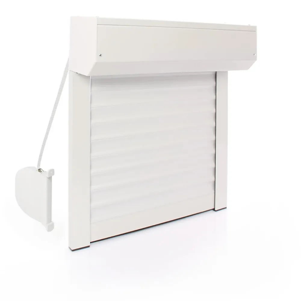 Avosdim Volet Roulant<Volet Roulant Manuel à Sangle - Alu Blanc - L120 x H120 cm - Manoeuvre manuelle - Recoupable