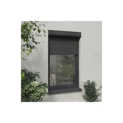 Volet-Moustiquaire Volet roulant radio-télécommandé alu H 110 cm x L 100 cm gris- Volet Roulant