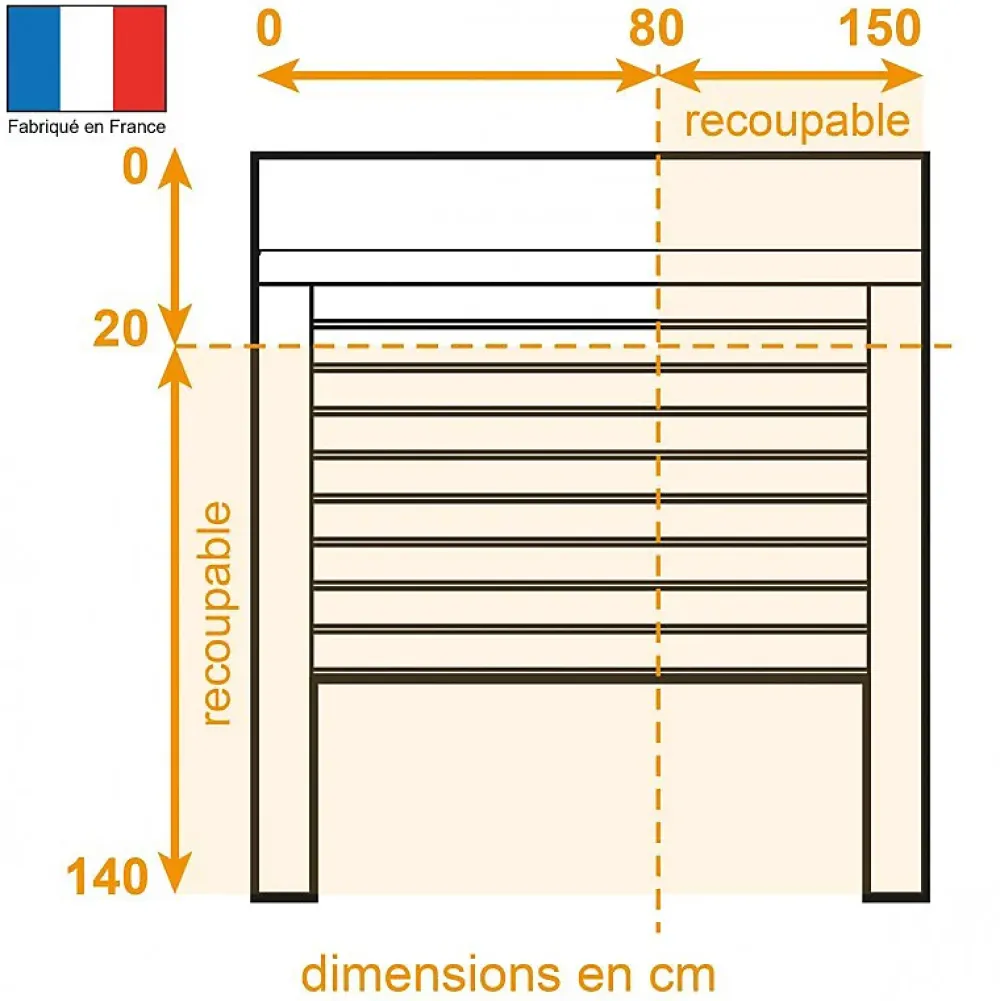Volet-Moustiquaire Volet roulant recoupable radio H140 cm x L150 cm ALU Blanc, fabriqué en France- Volet Roulant