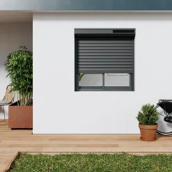 Fortia Volet roulant solaire aluminium anthracite - ouverture motorisée - - l.120 x H.135 cm- Volet Roulant