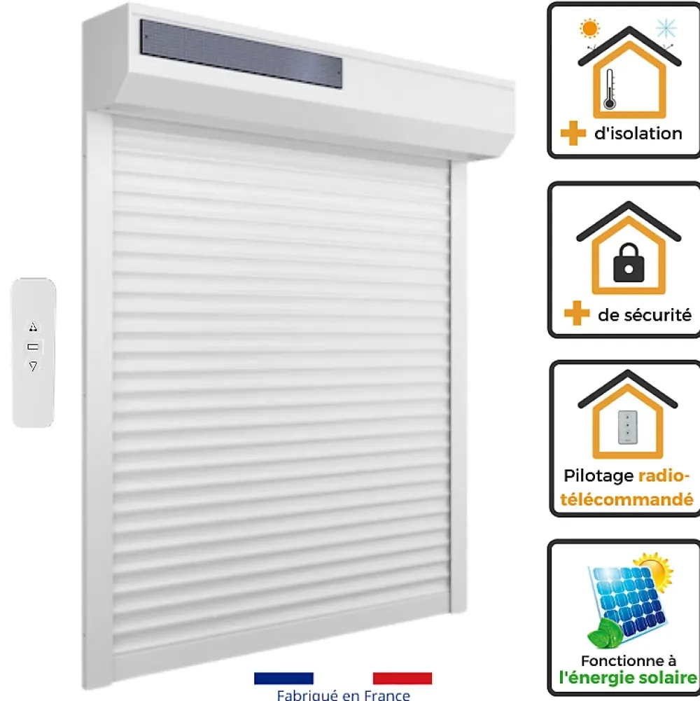 Volet-Moustiquaire Volet Roulant<Volet roulant solaire alu H 150 cm x L 150 cm blanc