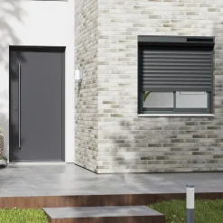 Fortia Volet roulant solaire aluminium anthracite - ouverture motorisée - - l.90 x H.135 cm- Volet Roulant