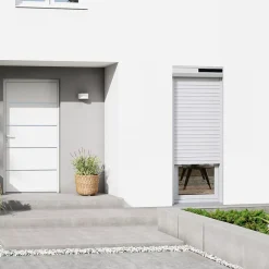 Fortia Volet roulant solaire aluminium blanc - ouverture motorisée - - l.140 x H.215 cm- Volet Roulant