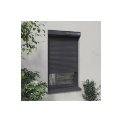 Volet-Moustiquaire Volet roulant solaire radio-télécommandé H 160 cm x L 150 cm Alu Gris- Volet Roulant