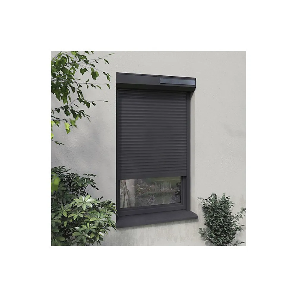 Volet-Moustiquaire Volet roulant solaire radio-télécommandé H 160 cm x L 150 cm Alu Gris- Volet Roulant