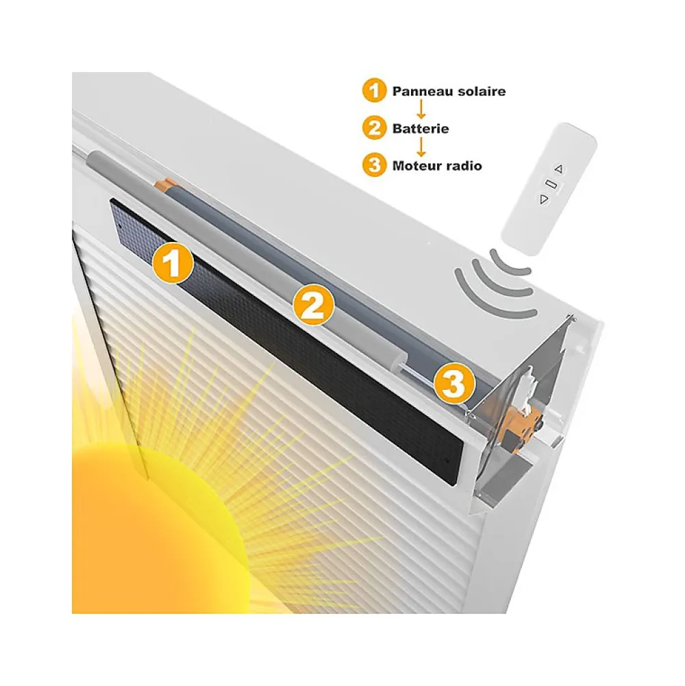 Volet-Moustiquaire Volet roulant solaire radio-télécommandé H 160 cm x L 150 cm Alu Gris- Volet Roulant