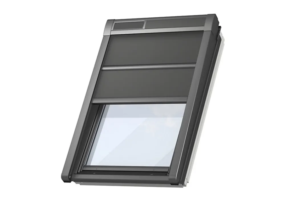 Velux Volet roulant souple pour fenêtre de toit, gris anthracite, à énergie solaire, l.114 x H.118 cm, SSS SK06 0000S- Volet Roulant De Fenêtre De Toit|Volet Roulant De Fenêtre De Toit