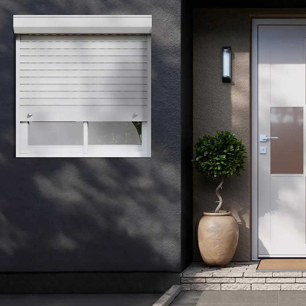 Fortia Volet roulant uPVC blanc - ouverture manuelle par sangle - - l.120 x H.145 cm- Volet Roulant