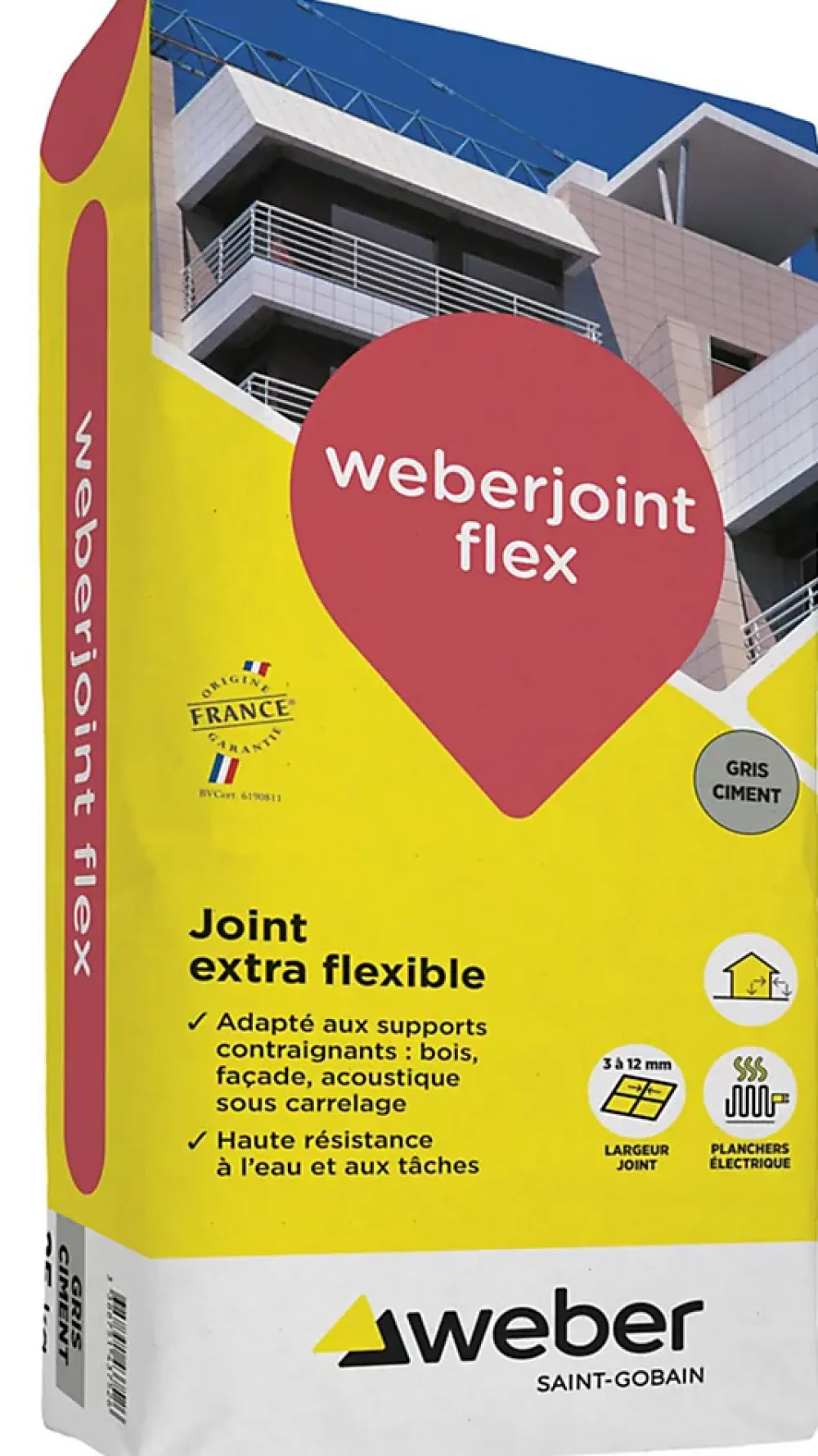 Weber . JOINT FLEX - Sac de 5 Kg - GRIS PERLE- Joint Carrelage Sol