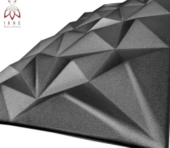Ikhemalarka Panneau Mural Décoratif<8x - 4m2 panneaux muraux 3D en polystyrène XPS flexibles 100 x 50 cm Revêtement mural et de plafond moderne Brillant Black