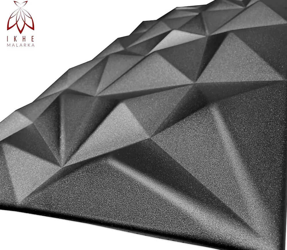 Ikhemalarka Panneau Mural Décoratif<8x - 4m2 panneaux muraux 3D en polystyrène XPS flexibles 100 x 50 cm Revêtement mural et de plafond moderne Brillant Black