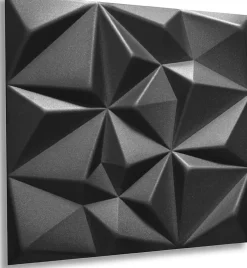 Ikhemalarka 16x - 4m2 panneaux muraux 3D en polystyrène XPS flexibles 50 x 50 cm Revêtement mural et de plafond moderne Rubin Black- Panneau Mural Décoratif