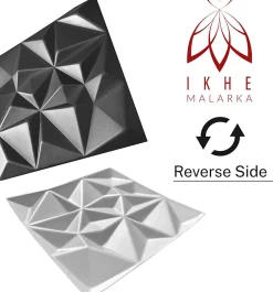 Ikhemalarka 16x - 4m2 panneaux muraux 3D en polystyrène XPS flexibles 50 x 50 cm Revêtement mural et de plafond moderne Rubin Black- Panneau Mural Décoratif