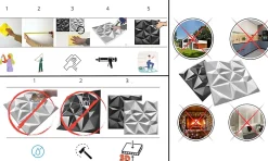 Ikhemalarka 16x - 4m2 panneaux muraux 3D en polystyrène XPS flexibles 50 x 50 cm Revêtement mural et de plafond moderne Rubin Black- Panneau Mural Décoratif