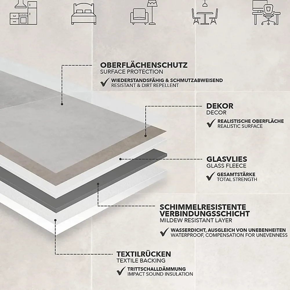 Floordirekt Zala 997m Aspect Bois carrelage Revêtement de Sol, 100 x 500 cm- Dalle Et Lame Pvc